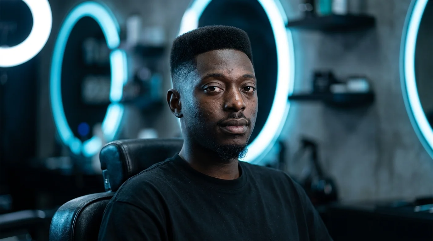 Coupe cheveux crépus homme high top fade chez Barber Concept Genève