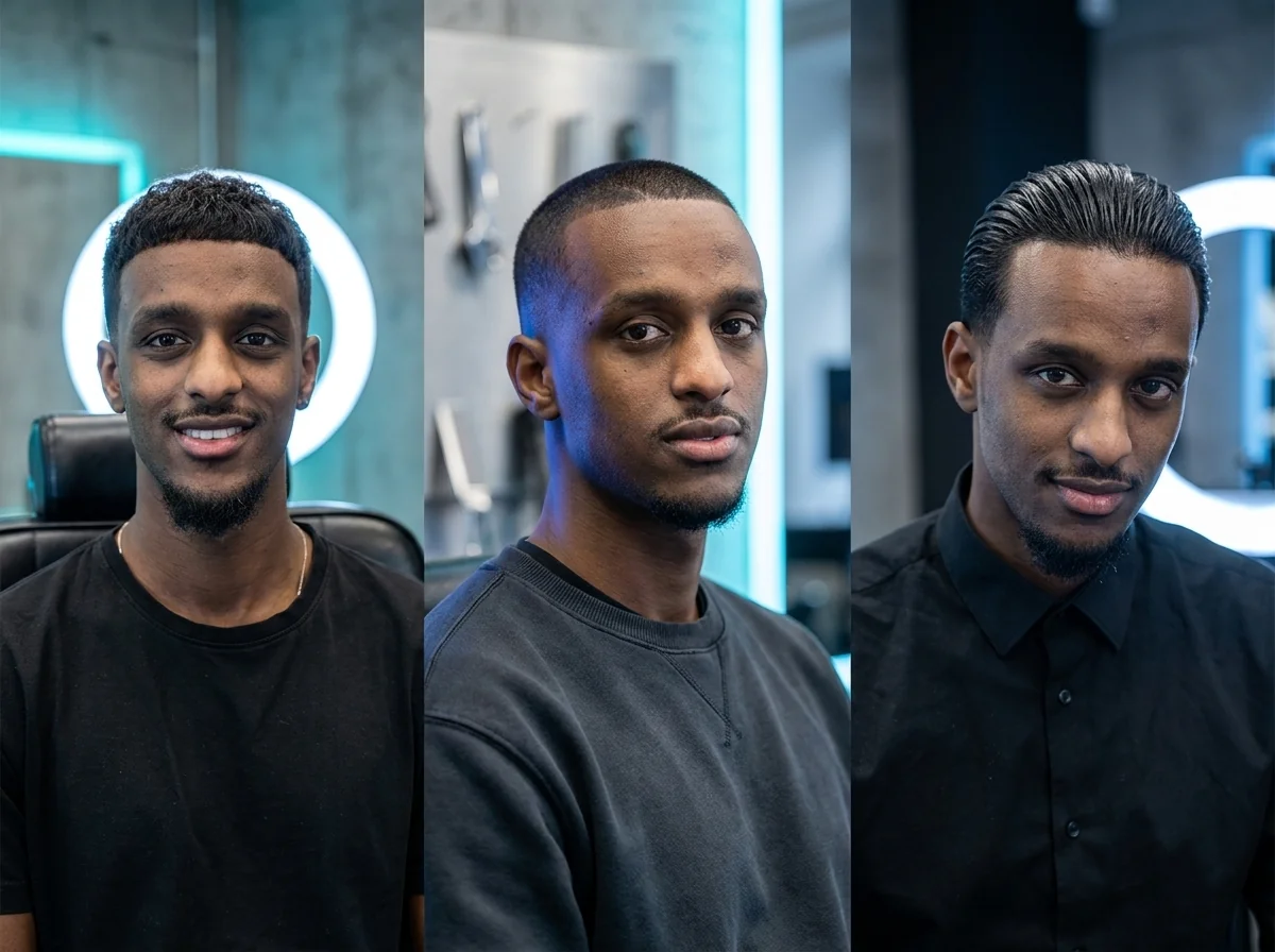 Trois coupes homme adaptées aux cheveux raides crop buzz cut slick back