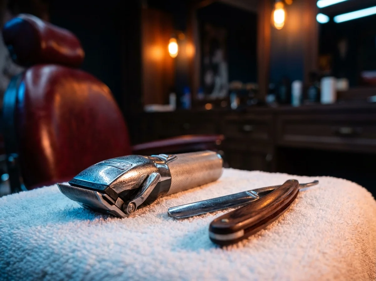 Outils professionnels de barbier à Genève — tondeuse et rasoir Barber Concept