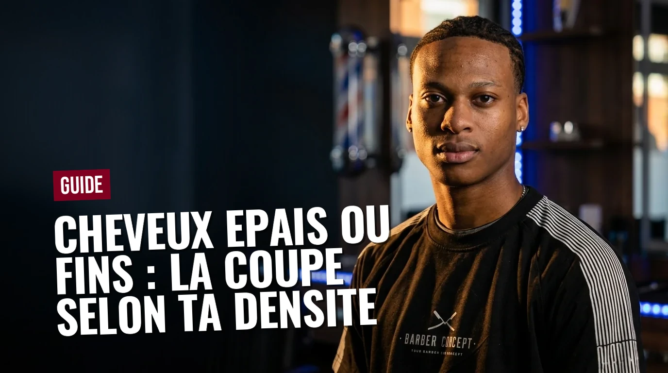 Barbier réalisant un désépaississement sur cheveux épais homme en salon Barber Concept
