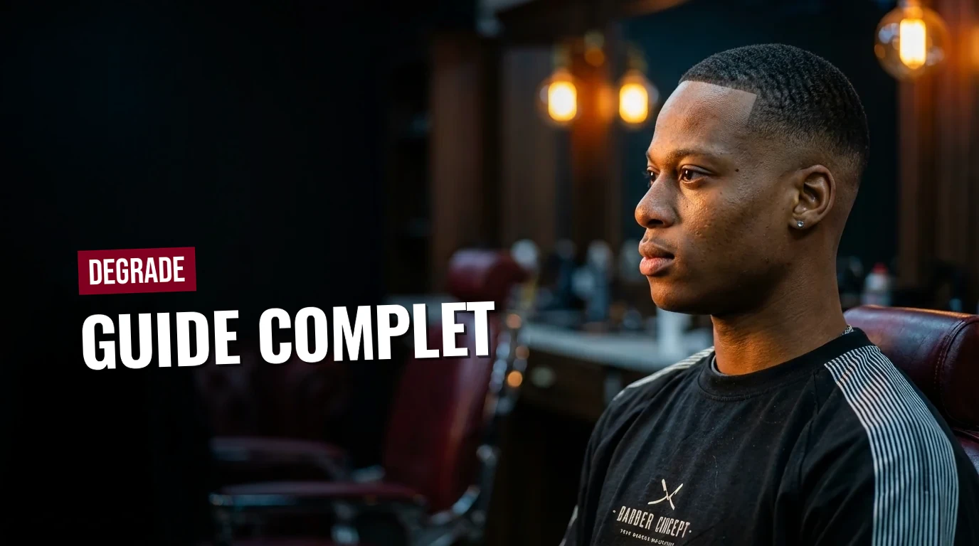 Dégradé homme mid fade réalisé par un barbier Barber Concept
