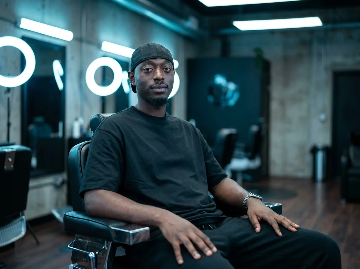 Client en fauteuil de barbier Barber Concept, fréquence idéale de passage selon la coupe