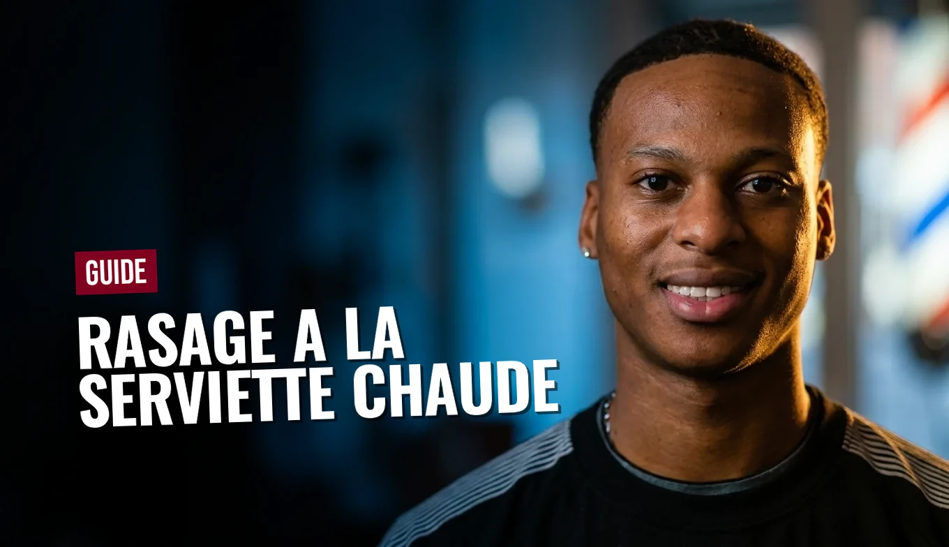 Rasage traditionnel à la serviette chaude chez Barber Concept, gros plan technique sur le visage