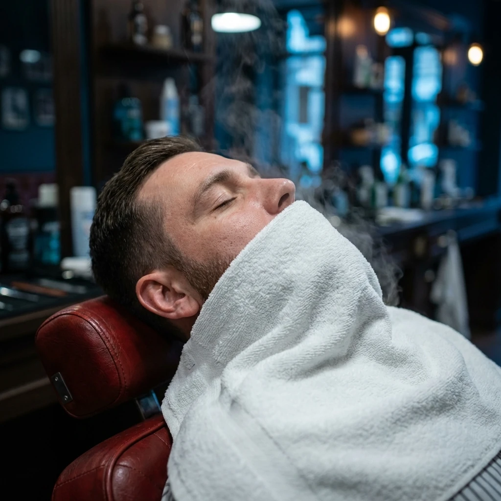 Taille de barbe avec serviette chaude chez Barber Concept